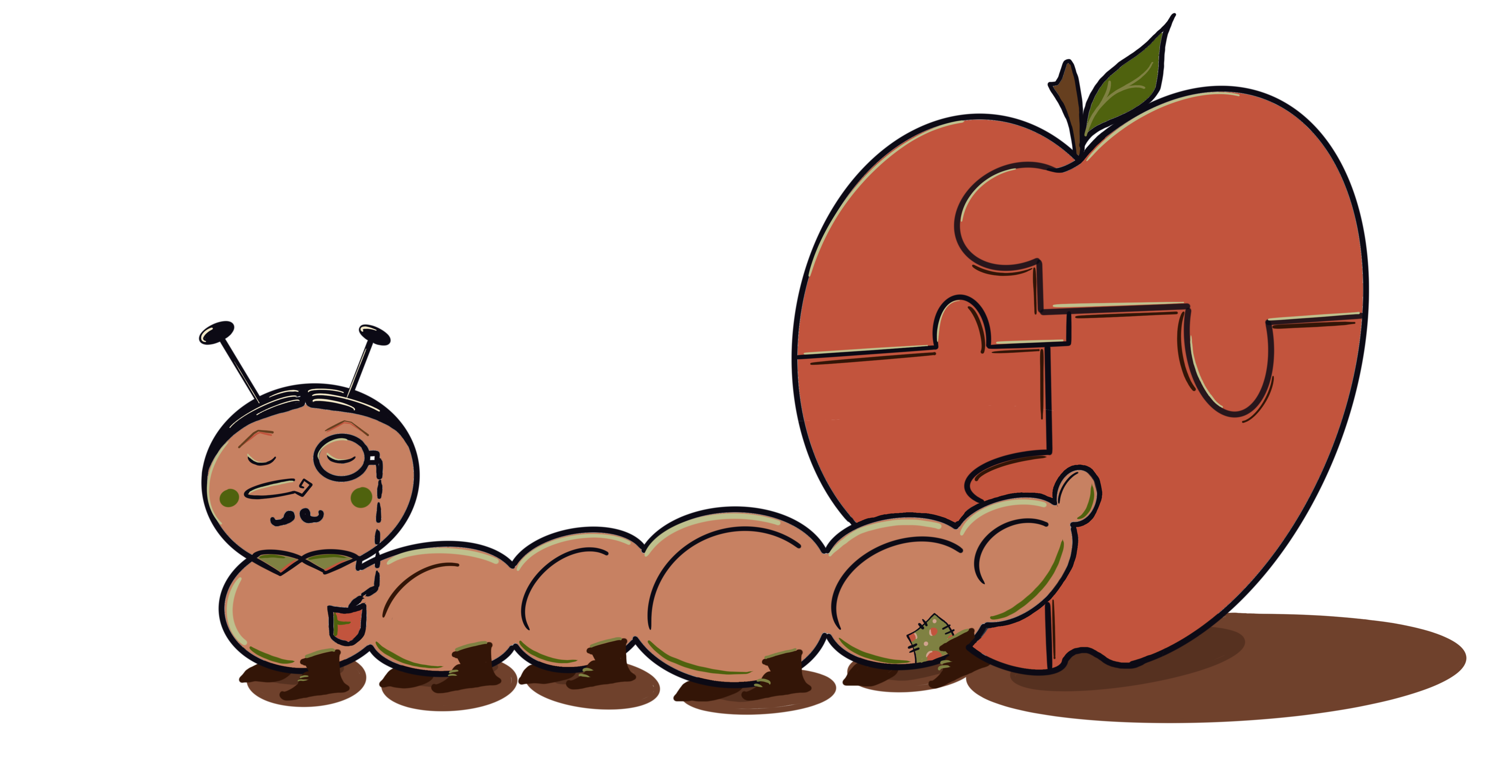 worm and apple